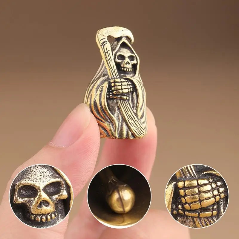 Retro Brass Death Statue Black Robe Punk Gothic Desktop Decor Decorative Figurine Nixie