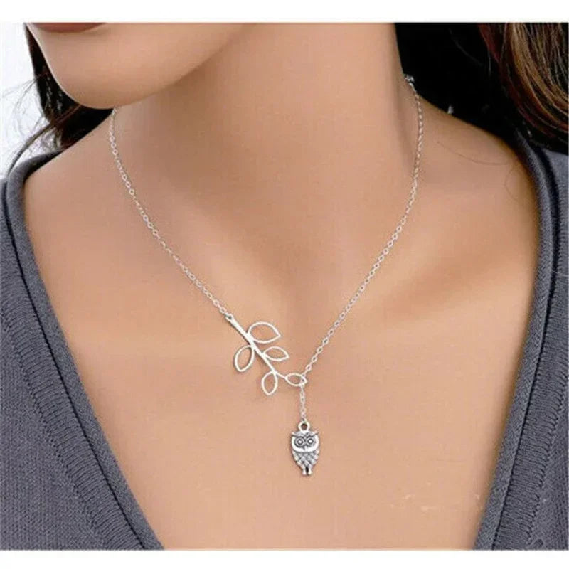 Women's Owl Charm Choker Statement Bib Necklace | Silver Pendant Necklace Nixie Default Title