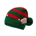 Striped Knitted Christmas Hat with Ears & Pom-Pom | Elf Santa Cap Knitted Christmas Hat Nixie F 3.5x6cm