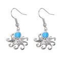 Octopus Crystal Dangle Earrings | Vintage Geometric Fashion Crystal Dangle Earrings Nixie Blue