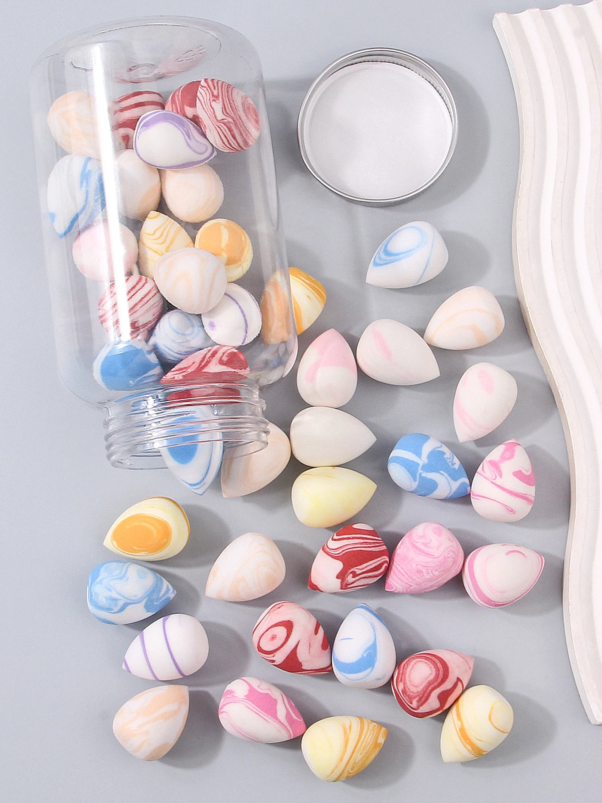 40PCS Marble Mini Makeup Sponge Set with Storage Jar | Nixie Makeup Blending Sponge Nixie