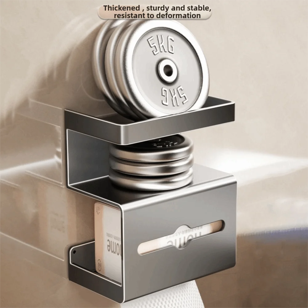 No-Drill Wall-Mounted Toilet Paper Holder with Phone Shelf Toilet Paper Holder Nixie