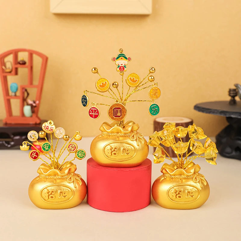 Feng Shui Money Tree Lucky Fortune Miniature Resin Ornament Decorative Figurine Nixie