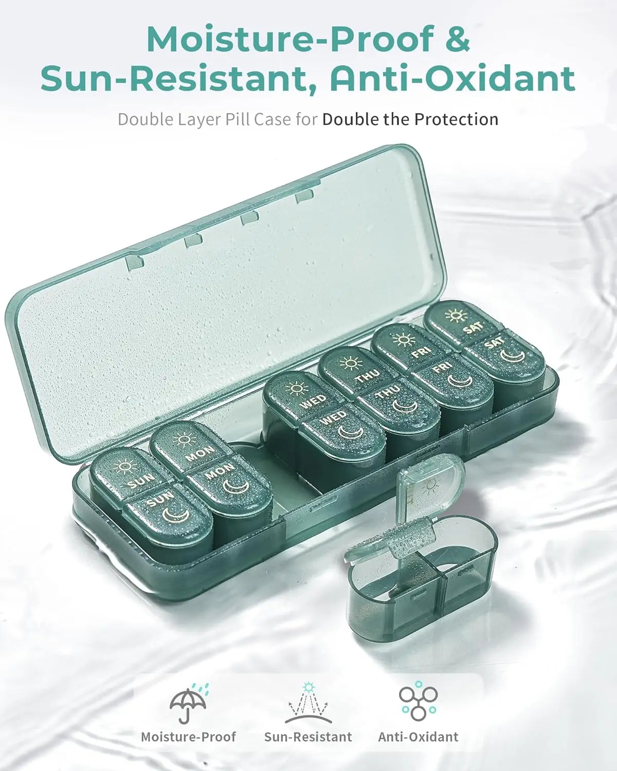 7-Day AM/PM Pill Organizer – 14-Compartment Weekly Pill Box Weekly Pill Organizer Nixie