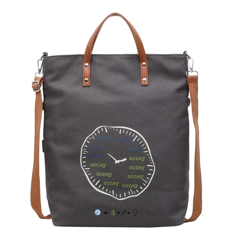 Printed Canvas Tote Bag – Casual Shoulder Bag for Women Canvas Tote Bag Nixie BB-1233 Gray