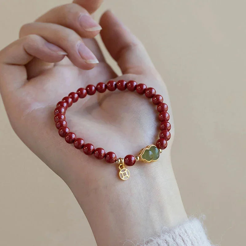 Lucky Jade & Cinnabar Bead Charm Bracelet for Women | Good Luck Charm Bracelet Nixie