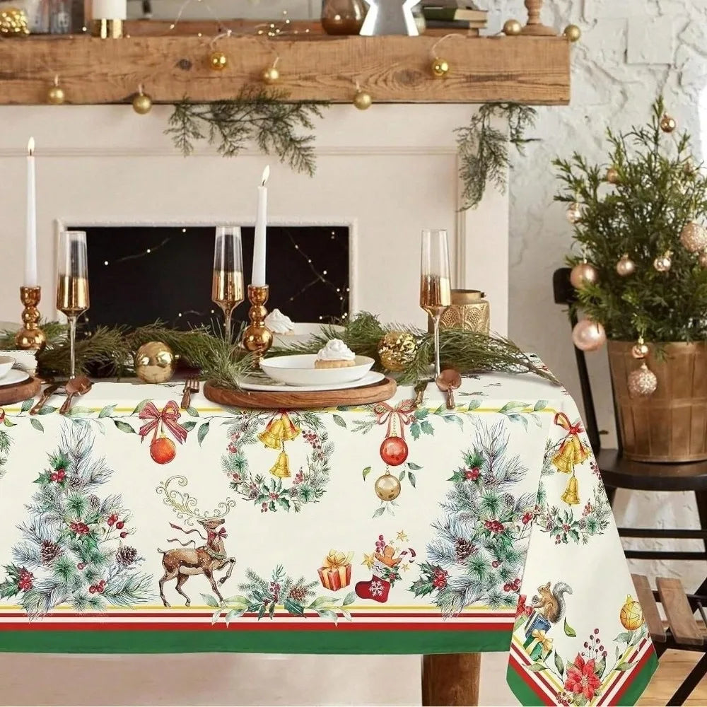Christmas Rectangle Tablecloth – Reusable Polyester Table Cover