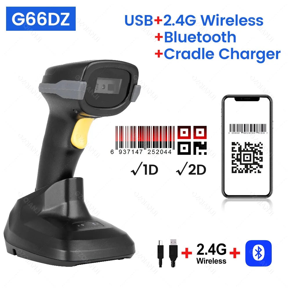 INSTOFC G6 Wireless Bluetooth 1D 2D QR Barcode Scanner