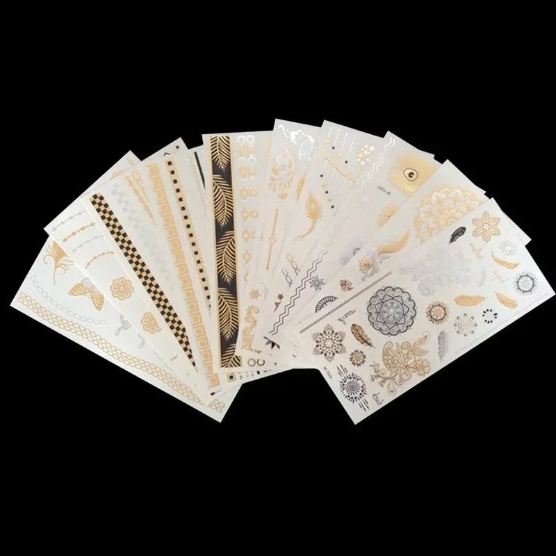 Gold Metallic Sun Moon Star Temporary Tattoo Stickers Temporary Tattoo Stickers Nixie