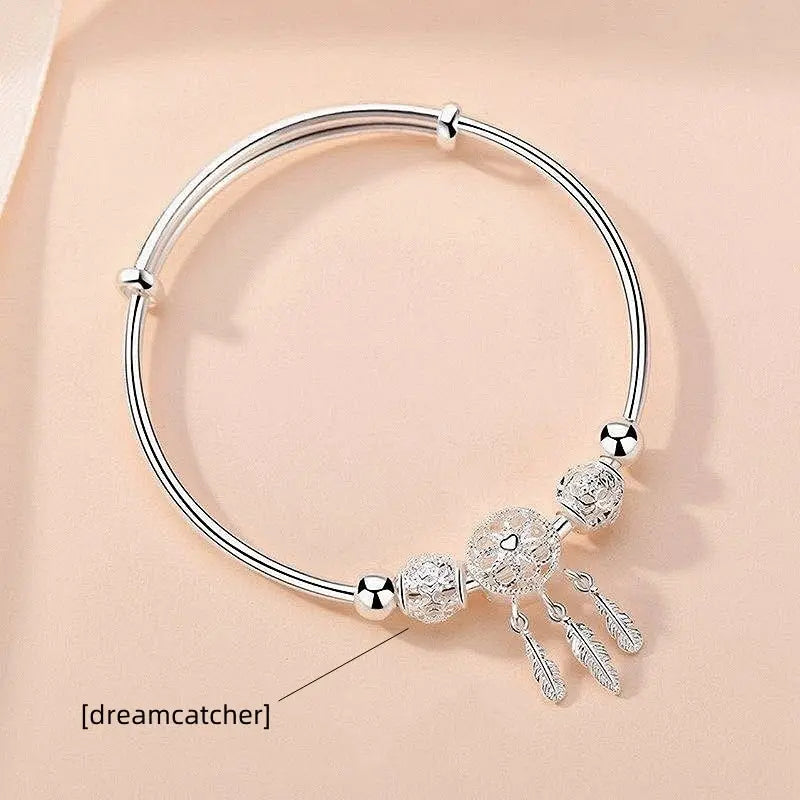 Silver Plated Dreamcatcher Tassel Strand Bracelet for Women Fashion Bracelet Nixie
