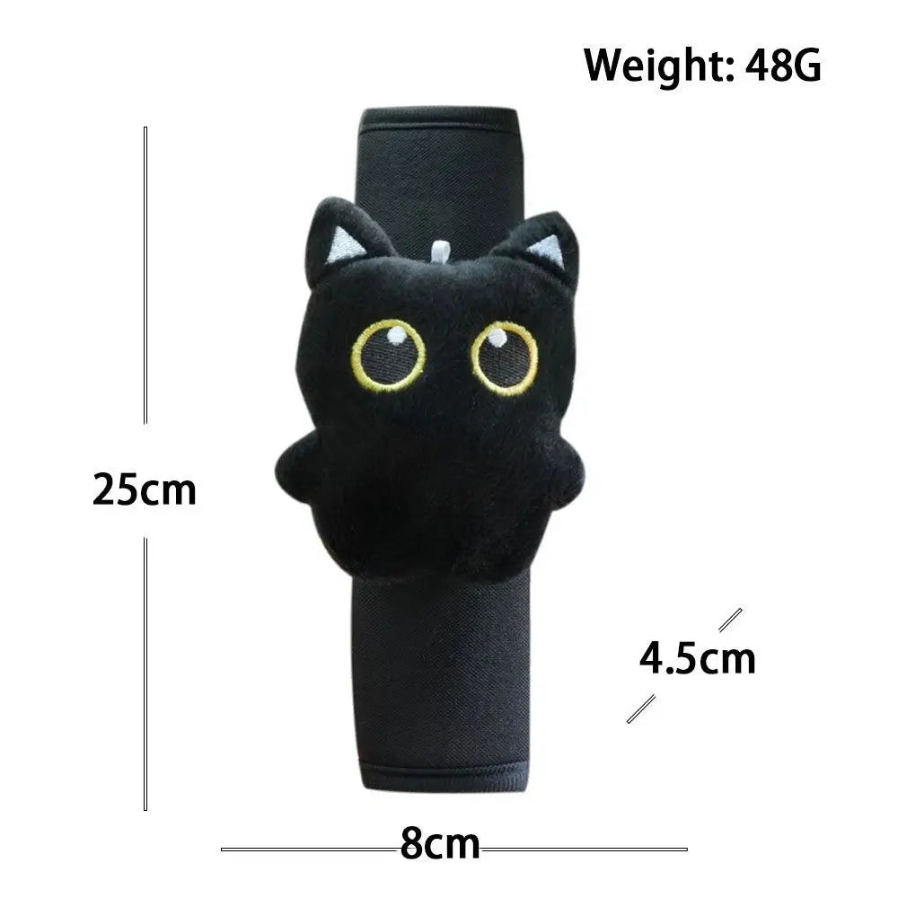 Black Cat Plush Seatbelt Shoulder Pad | Car Interior Accessory Seatbelt Shoulder Pad Nixie