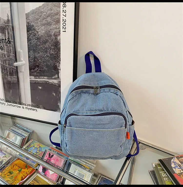 Nixie Denim Mini Backpack – Travel Daypack for Women & Teens Denim Mini Backpack Nixie BB-023-Blue