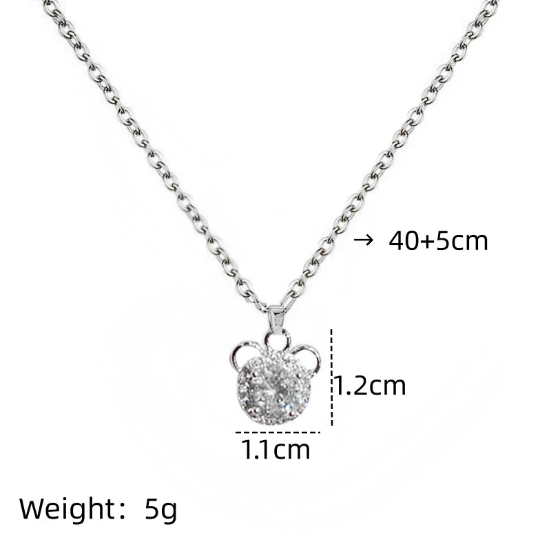 Diamond Bear Pendant Necklace – Stainless Steel | Nixie Pendant Necklace Nixie