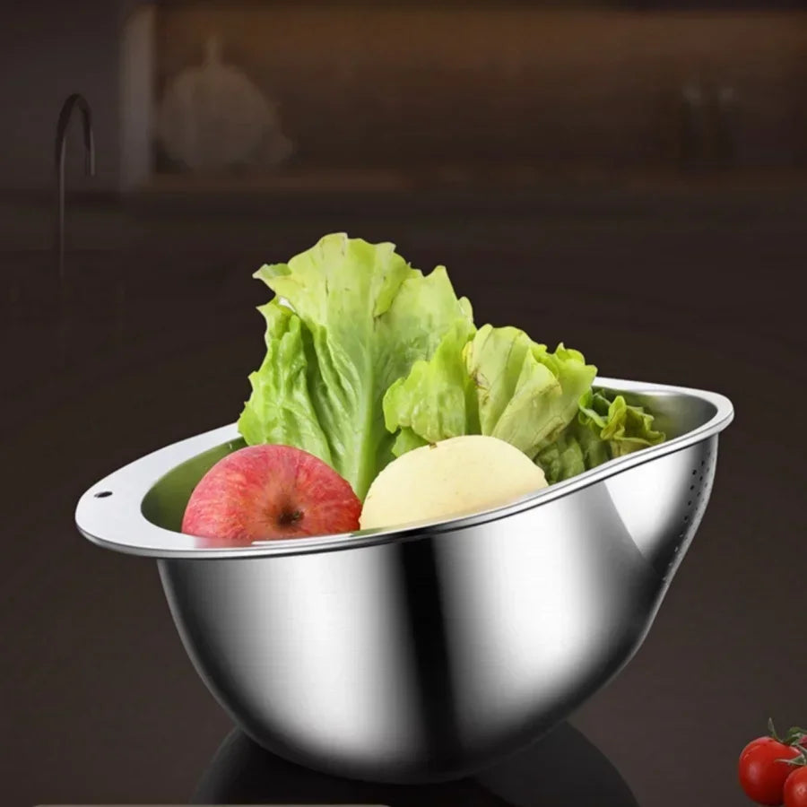 Stainless Steel Rice Strainer Bowl | Heavy-Duty Colander Kitchen Colander Nixie