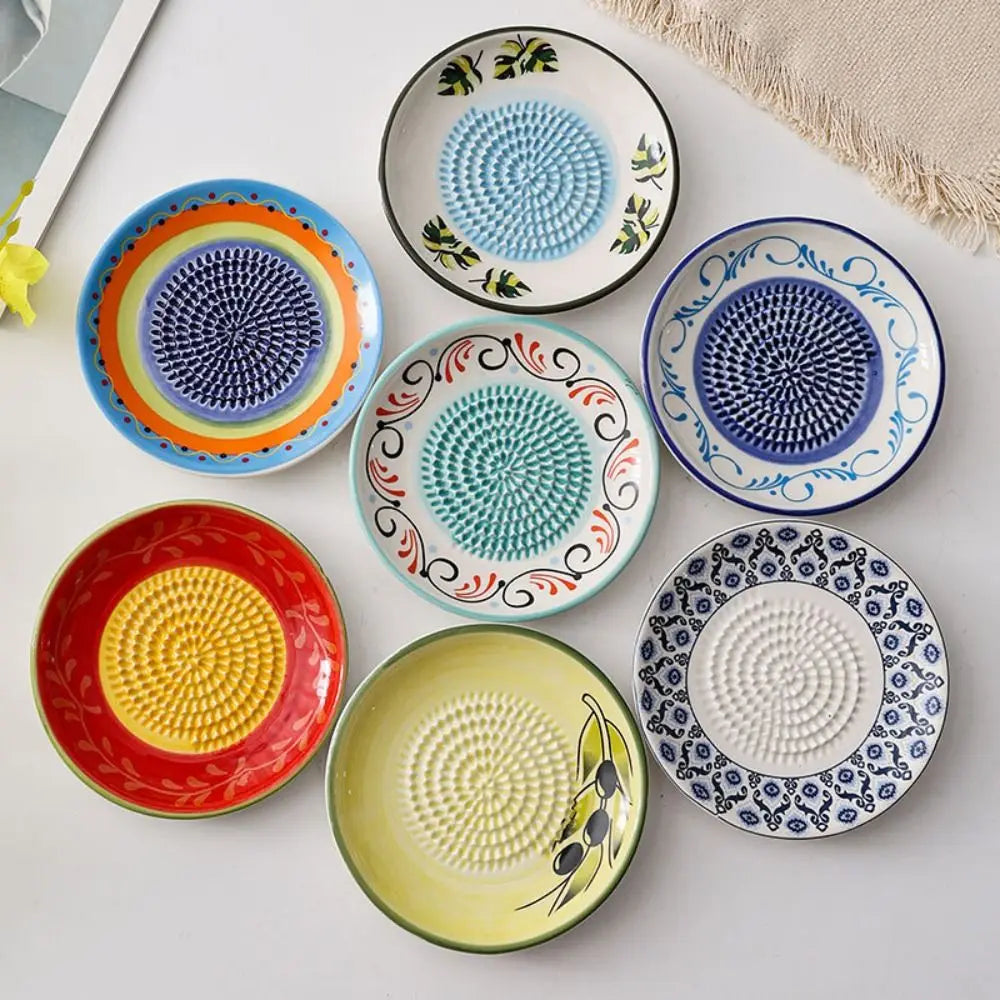 Ceramic Ginger Grater Round Plate – Multi-Purpose Kitchen Tool