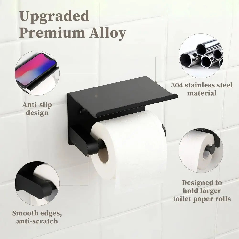 Stainless Steel Toilet Paper Holder with Shelf – Wall Mount Toilet Paper Holder Nixie