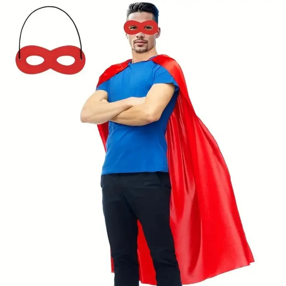 Adult Superhero Cape & Eye Mask – Halloween Costume Cloak Halloween Costume Cape Nixie Red One Size