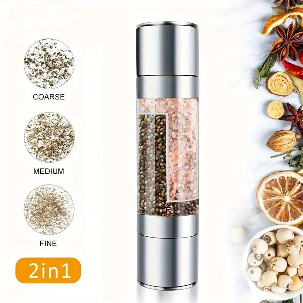 2-in-1 Salt & Pepper Grinder Set – Adjustable Ceramic Mill