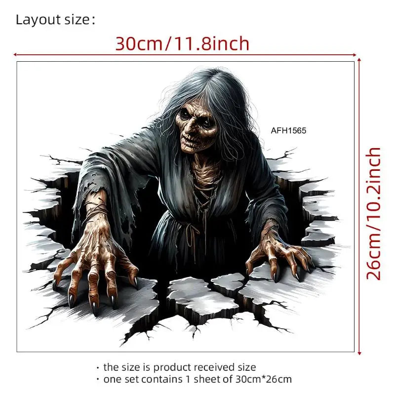 Halloween 3D Witch Floor Sticker – Waterproof PVC Decal Halloween Floor Decal Nixie