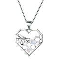 Simulated Opal Heart & Bee Pendant Necklace | Nixie Fashion Pendant Necklace Nixie Light Yellow Gold Color