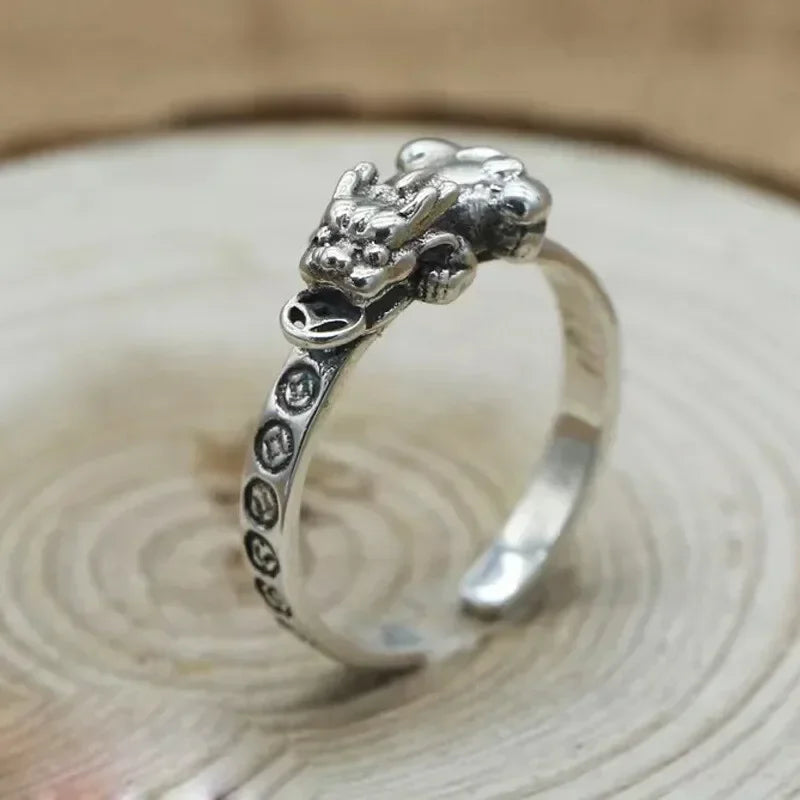 Feng Shui Pixiu Good Luck Ring – Punk Silver Unisex Fashion Ring Nixie