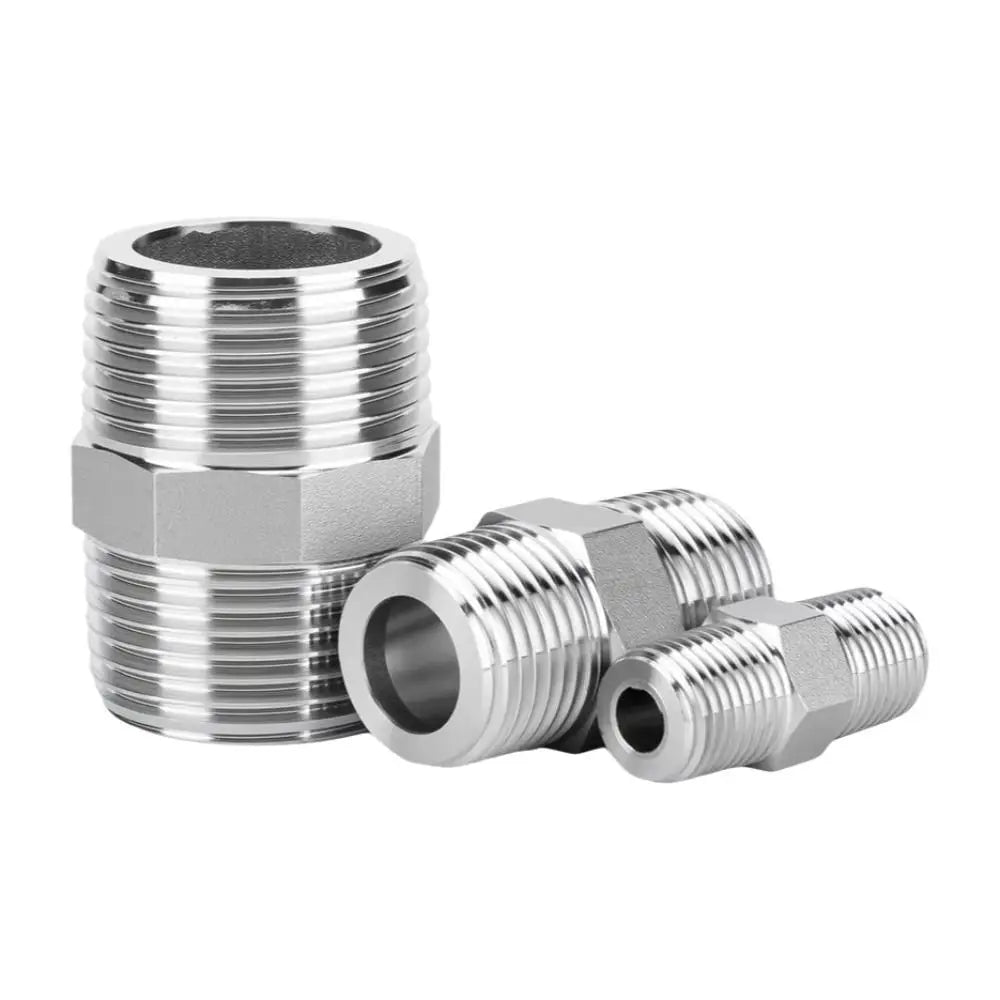 304 Stainless Steel Male Thread Hex Nipple Pipe Fitting 1/8"–1" Pipe Fitting Connector Nixie
