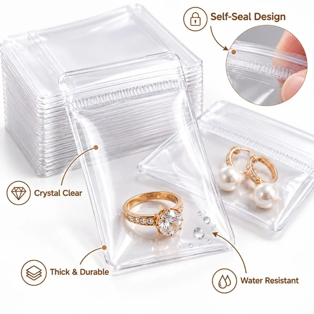 PVC Transparent Ziplock Jewelry Bags – Rings, Earrings & More Jewelry Storage Bags Nixie