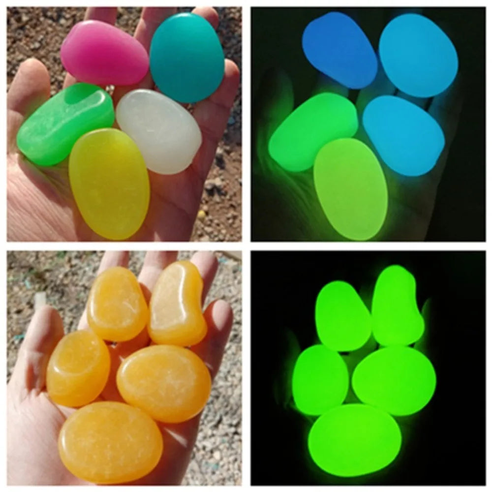 Glow in the Dark Garden Pebbles – 10pcs Luminous Stones 4.5cm Luminous Garden Stones Nixie