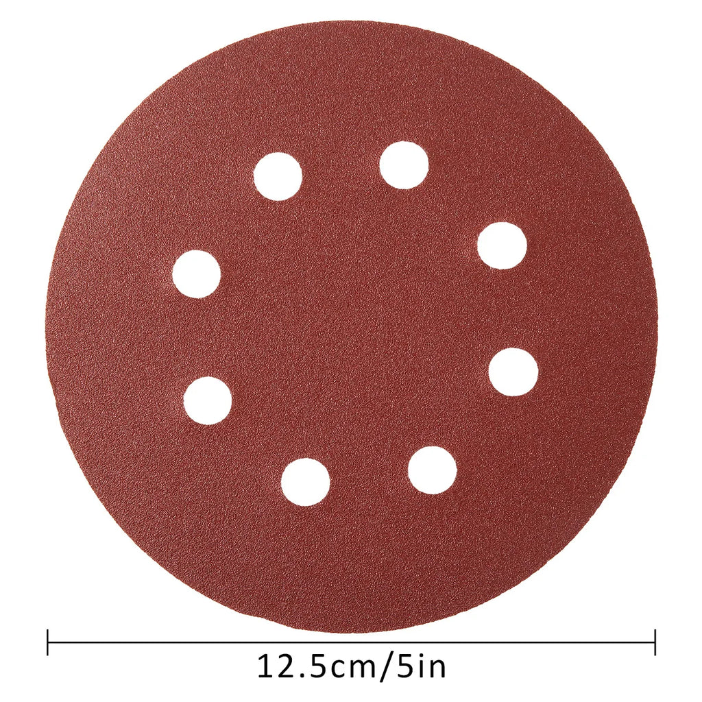 100Pcs 5" Hook & Loop Sanding Discs 80–3000 Grit | 8-Hole Abrasive Sanding Discs Nixie
