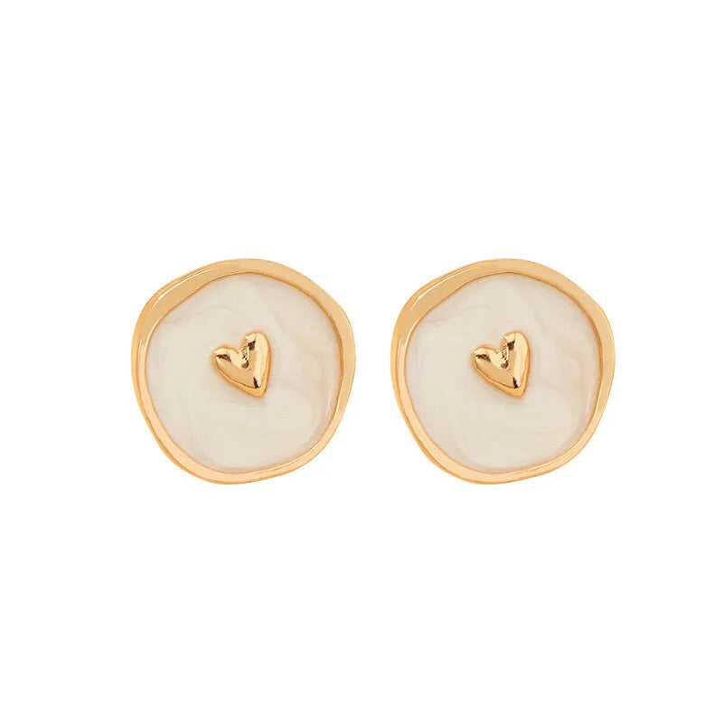 Beige Heart Drop Earrings – Zinc Alloy Crystal Fashion Jewelry Drop Earrings Nixie EJ-07-5-EH
