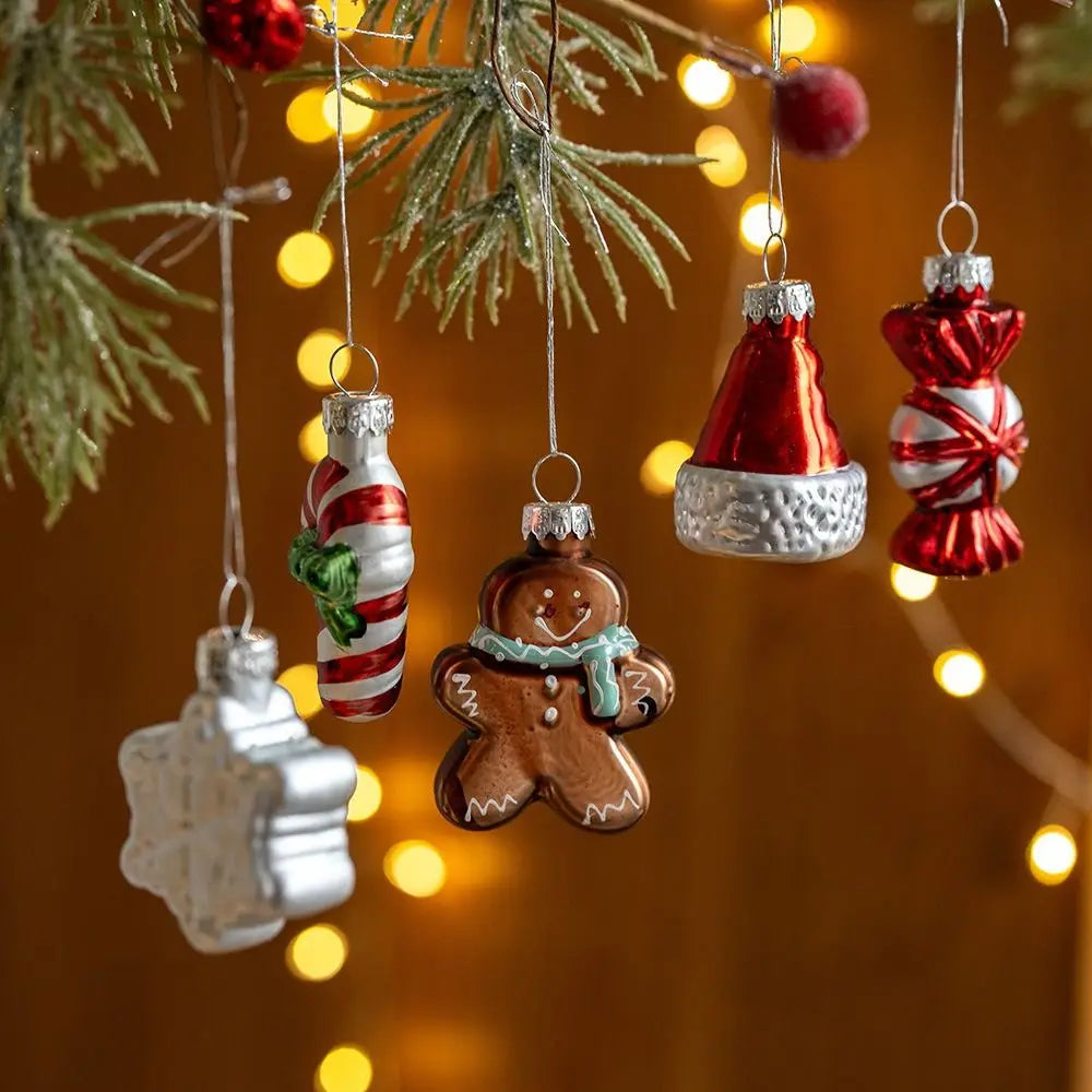 9-Piece Colorful Glass & Plastic Christmas Tree Pendant Set