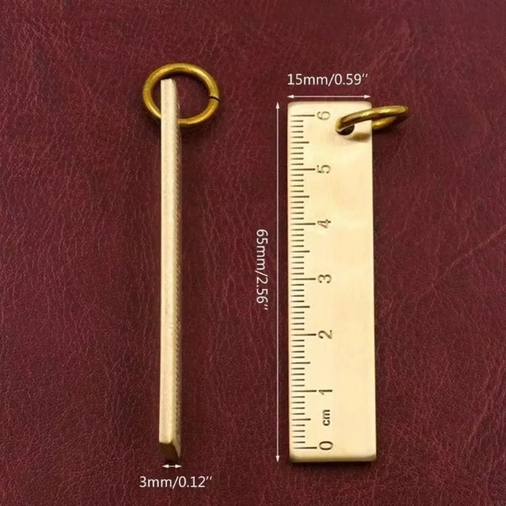 6cm Mini Brass Ruler Keychain – Compact Metal Pocket Ruler Ruler Keychain Nixie