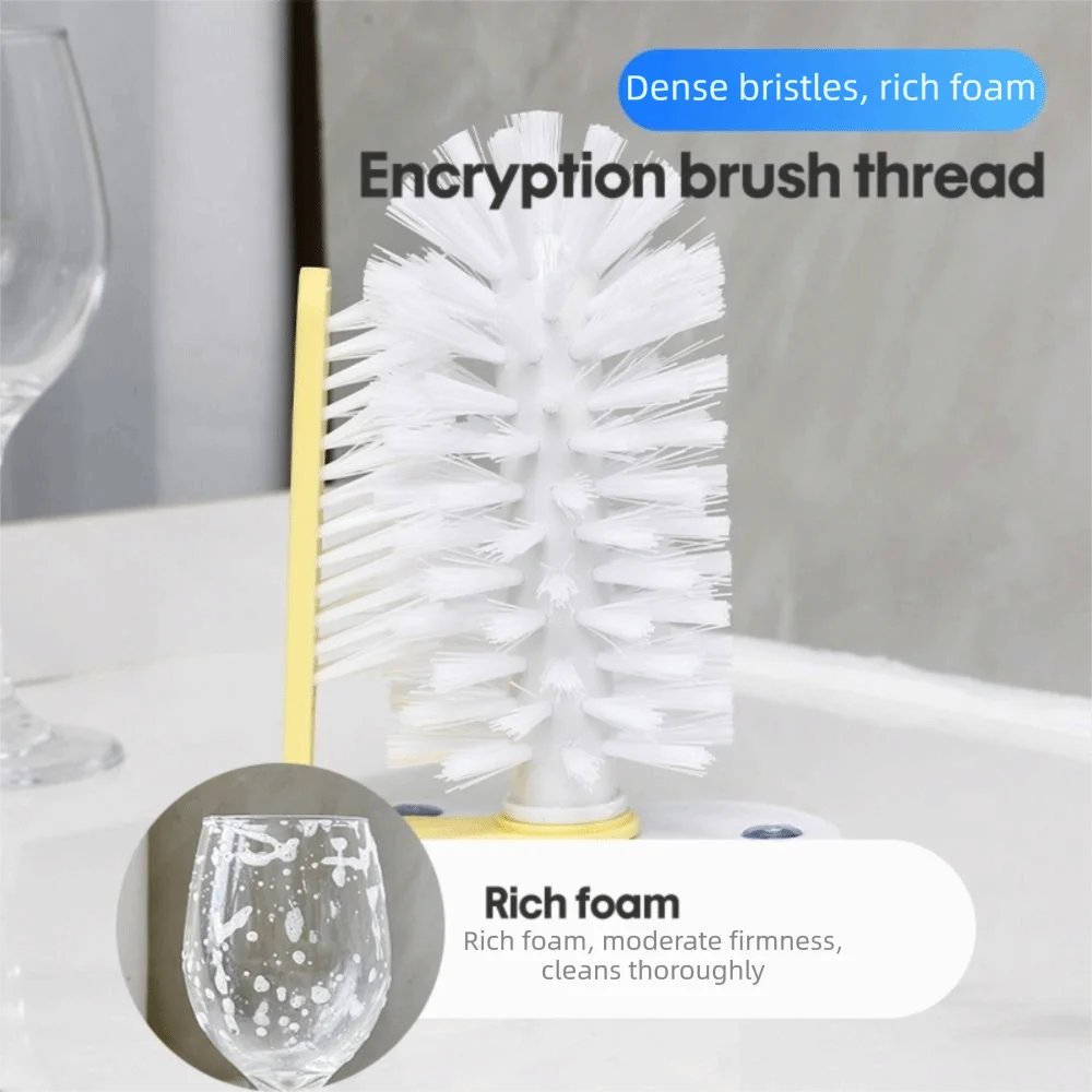 2-in-1 Suction Cup Glass & Bottle Cleaning Brush Scrubber Cup Cleaning Brush Nixie