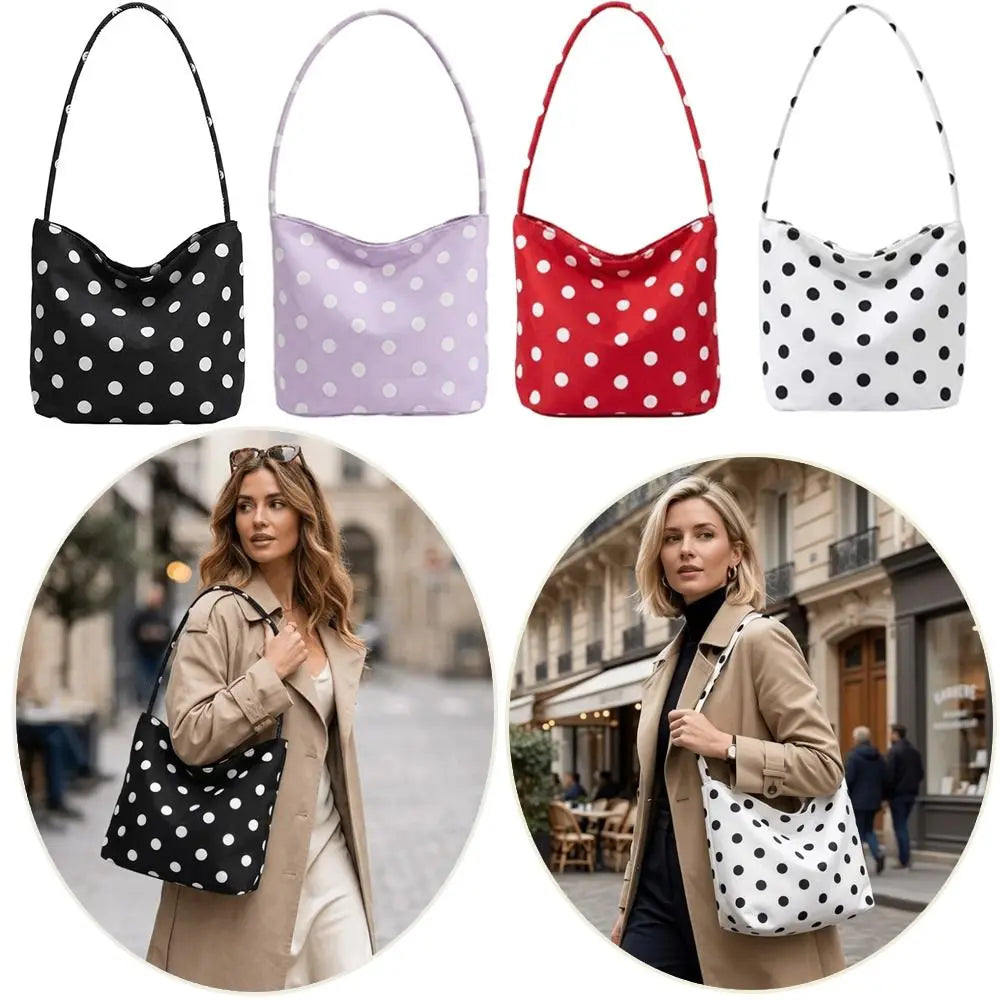 Women's Polka Dot Shoulder Bag – Water-Resistant Oxford Tote Shoulder Bag Nixie