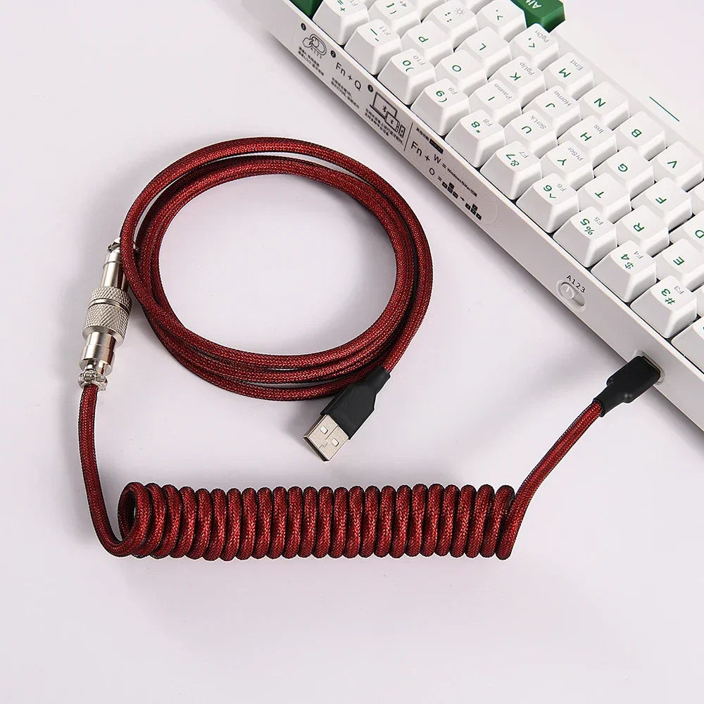 GX12 Aviation Connector USB-C Mechanical Keyboard Cable Spring Wire Keyboard Cable Nixie