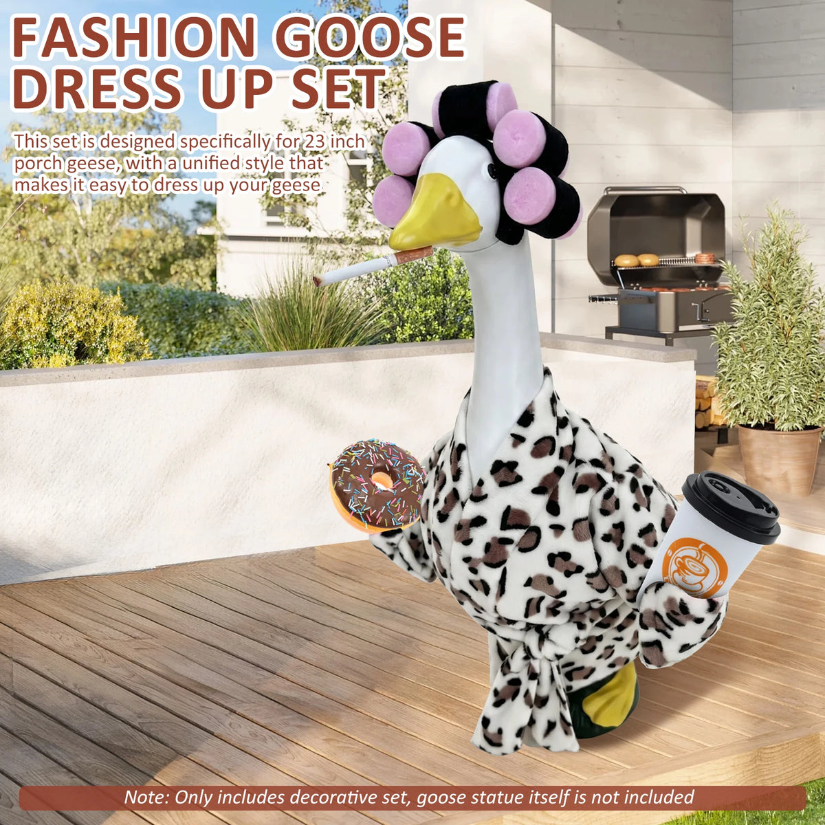 Lady Porch Goose Outfits – 6 Bathrobe & Dress Styles for 23" Statues Goose Statue Costume Nixie