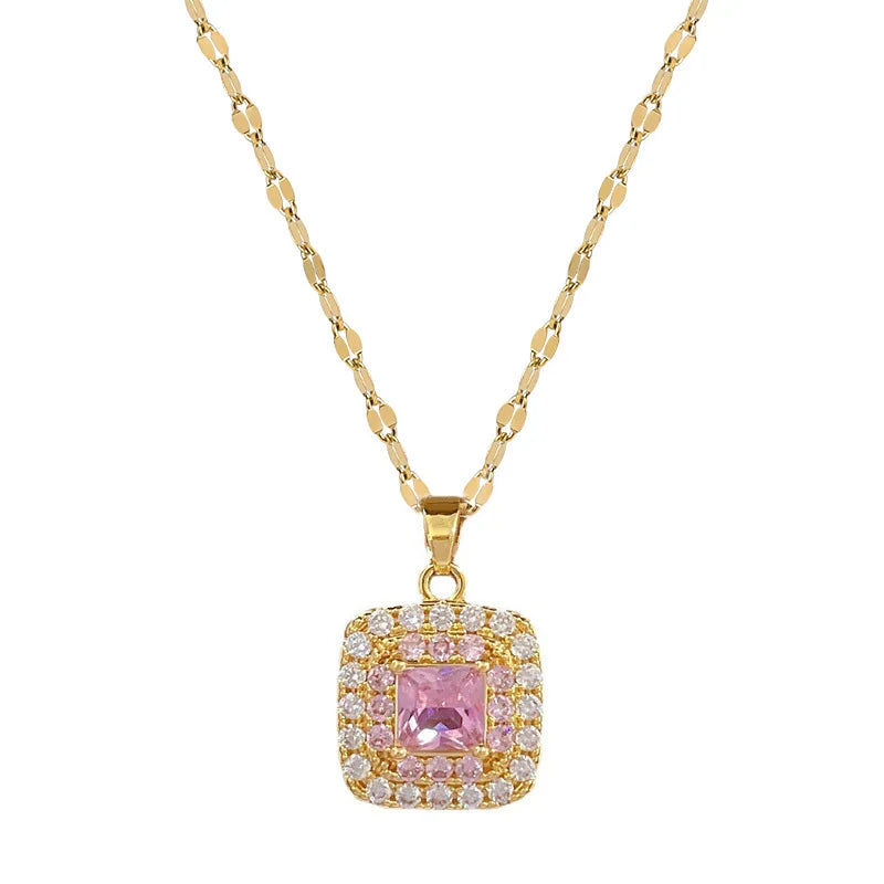 Gold-Plated Geometric Square Pendant Necklace for Women Pendant Necklace Nixie