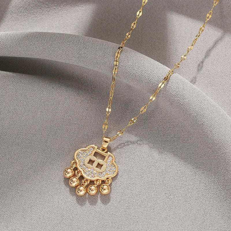 Lucky Longevity Copper & Zircon Pendant Necklace for Women Pendant Necklace Nixie