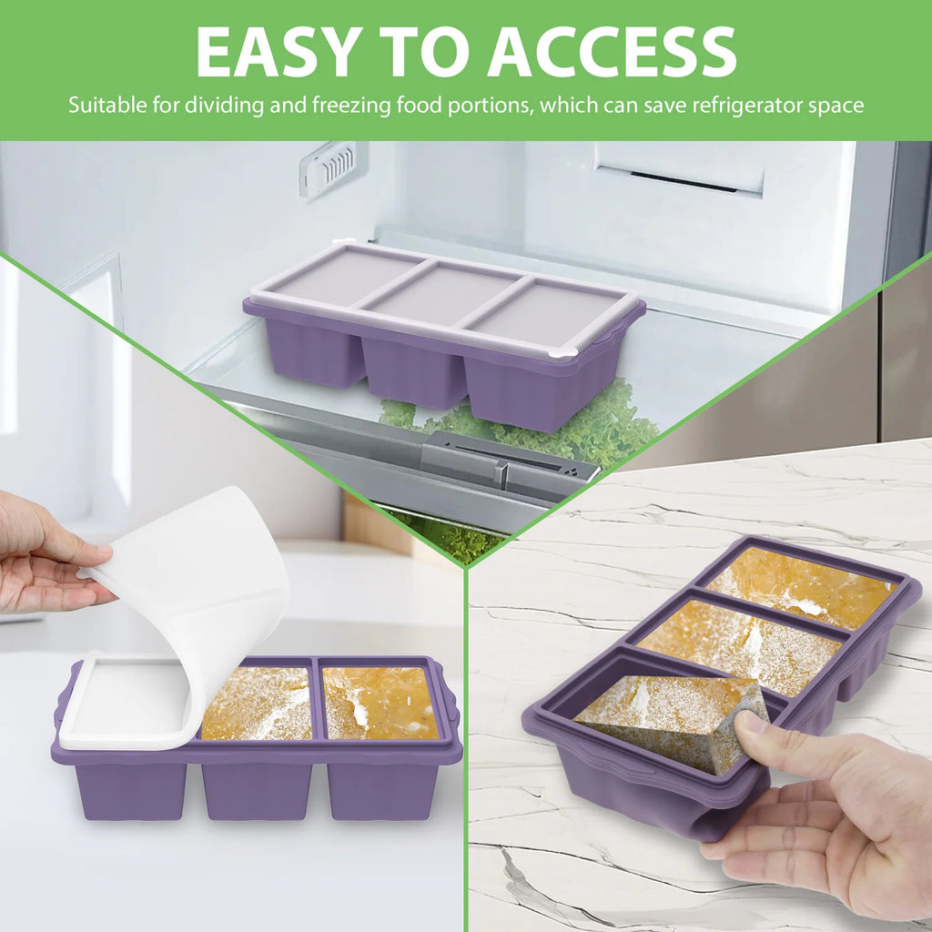 Silicone Freezer Tray with Lid – 3-Cup Soup & Meal Prep Mold Silicone Freezer Tray Nixie