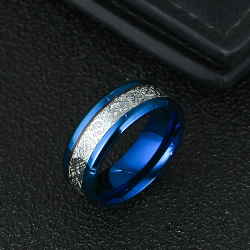 Dragon Glow-in-the-Dark Stainless Steel Ring – Unisex Couple Luminous Fashion Ring Nixie