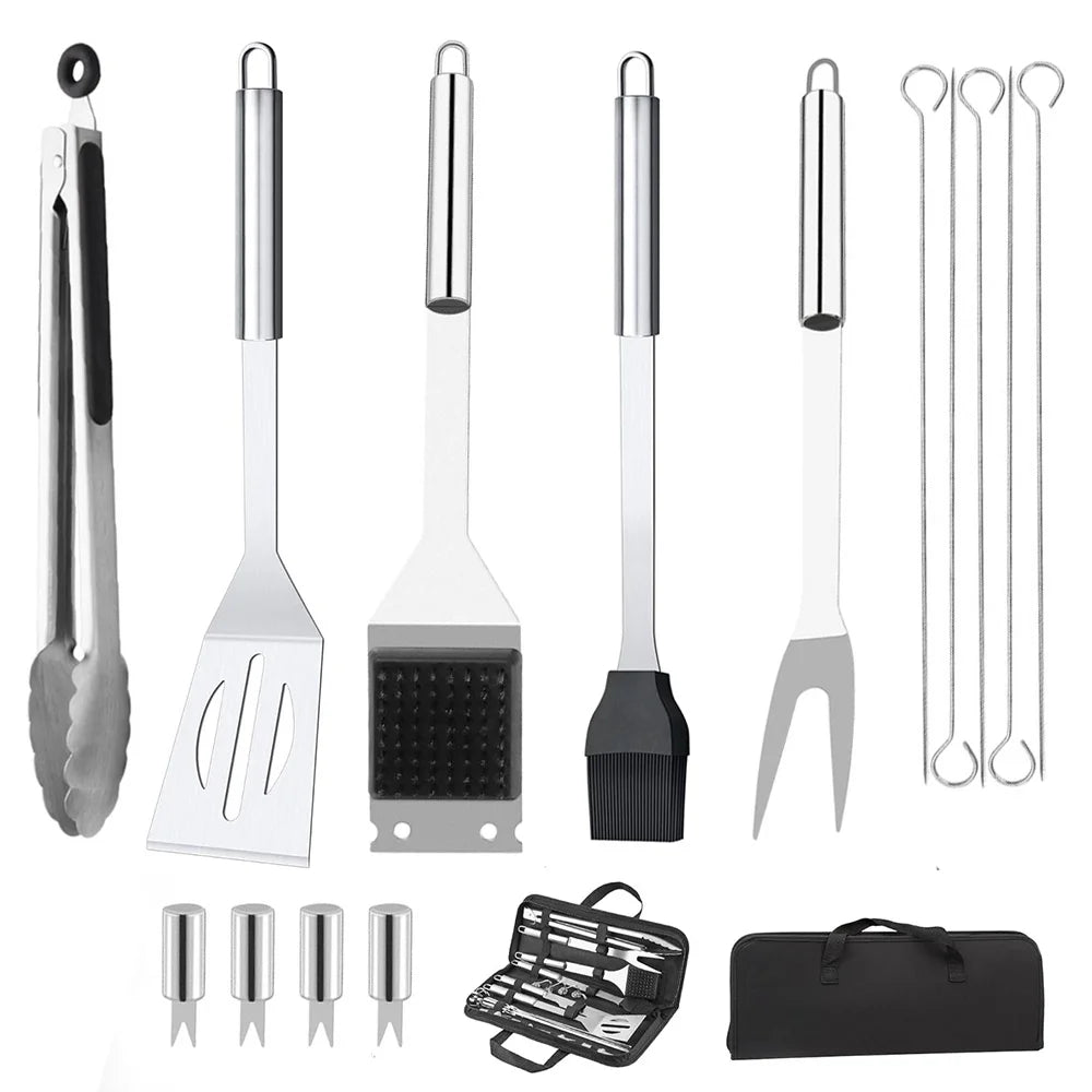 15-Piece Stainless Steel BBQ Grill Tools Set | Outdoor Grilling Kit BBQ Grill Tools Set Nixie