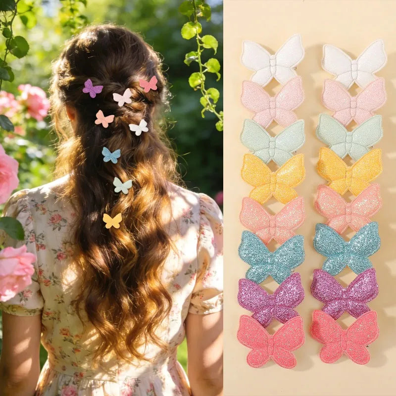 16pc Girls Butterfly Bow Hair Clips – Rainbow Sequin Barrettes Set Kids Hair Clips Nixie