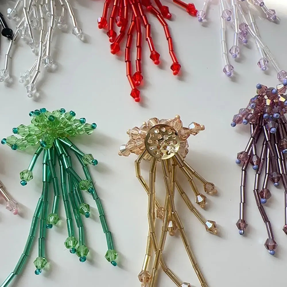 3D Crystal Beaded Flower Patch – Hand-Sewn Glass Bead Appliqué Beaded Flower Appliqué Nixie