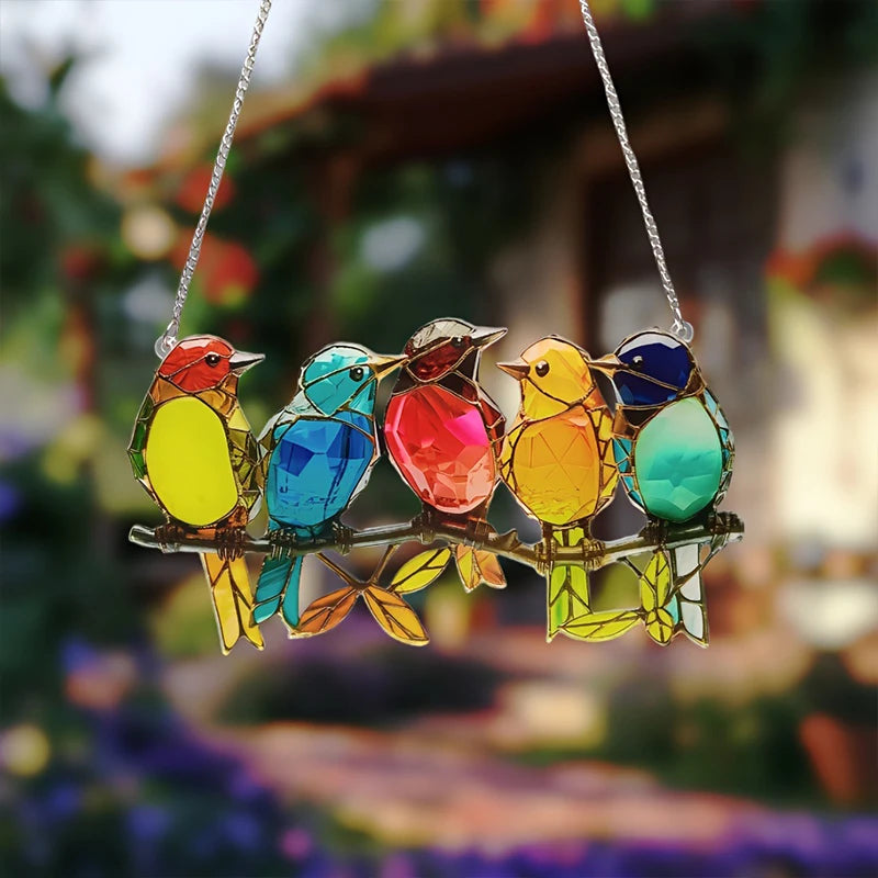 Colorful Acrylic Bird Pendant – Car & Garden Decoration Hanging Ornament Nixie