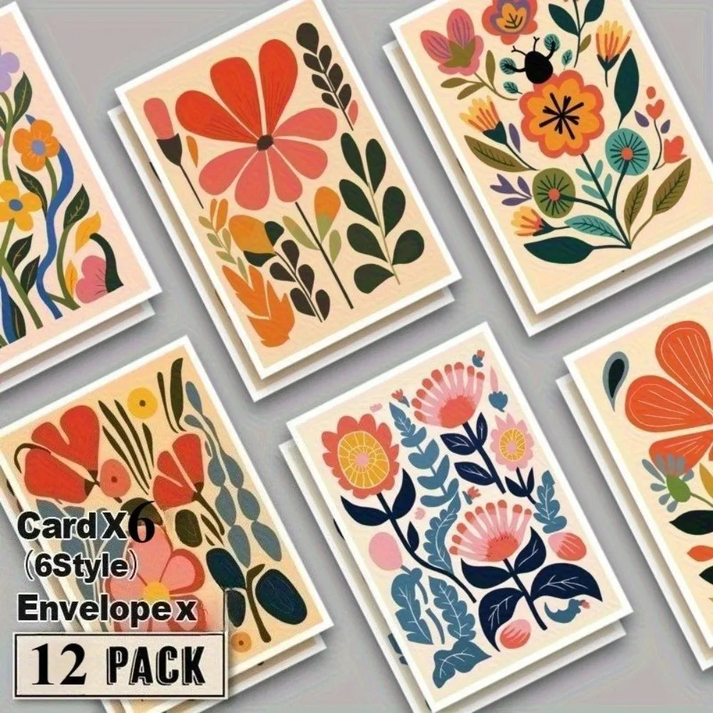 Boho Floral Thank You Cards with Envelopes – 12 or 24 Pack Greeting Note Cards Nixie
