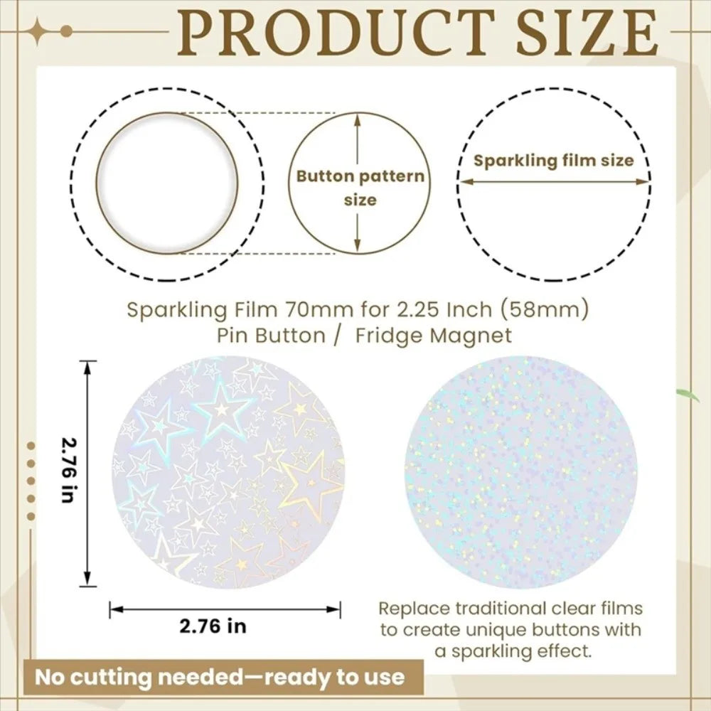 100Pcs Laser Film Badge Covers Transparent PVC Star DIY