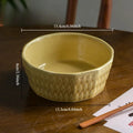 French Medieval Ceramic Salad Bowl – Yellow Leaf Relief 6.1" Ceramic Serving Bowl Nixie Cheese yellow