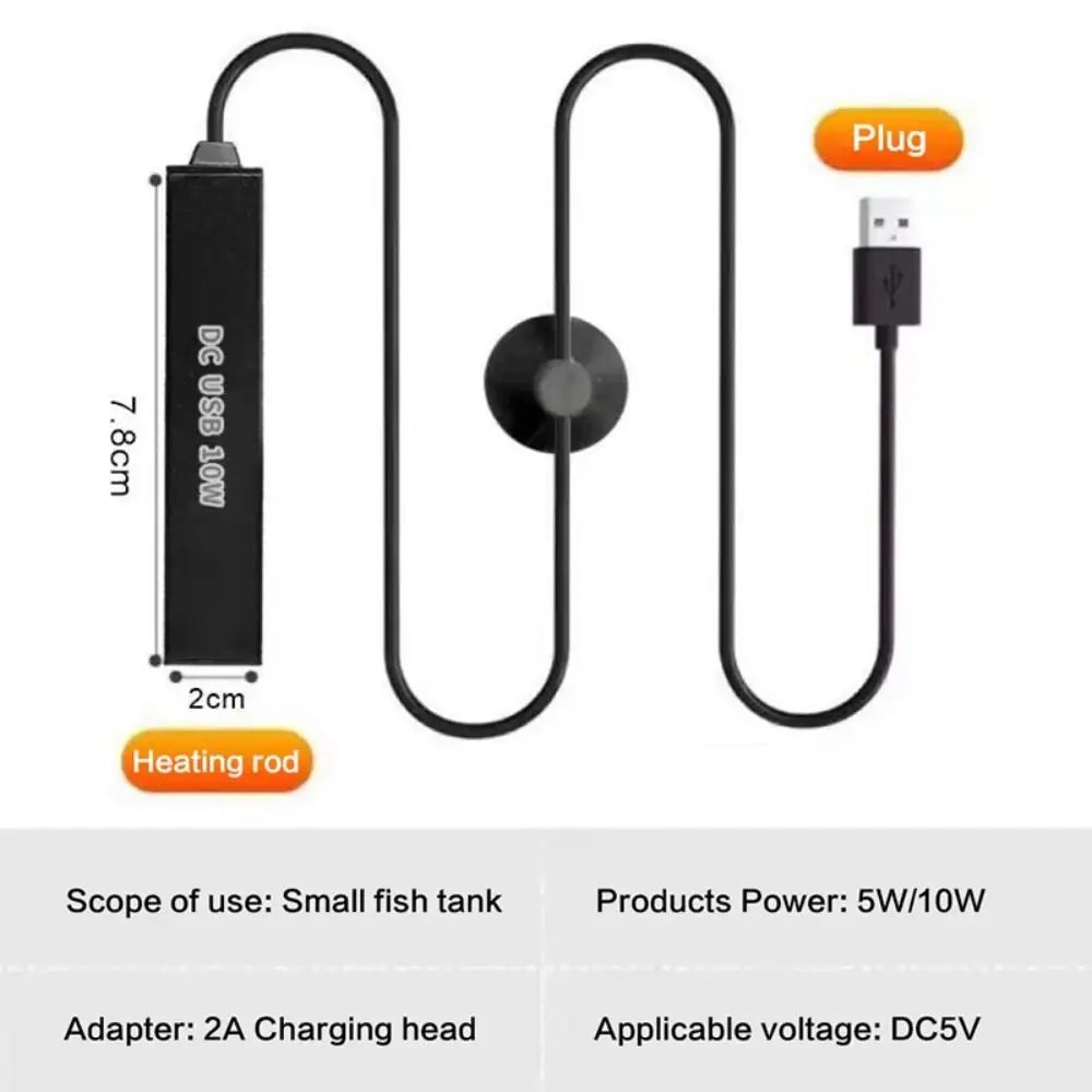 USB Submersible Fish Tank Heater Rod 5W/10W | Nano Aquarium Aquarium Heater Nixie