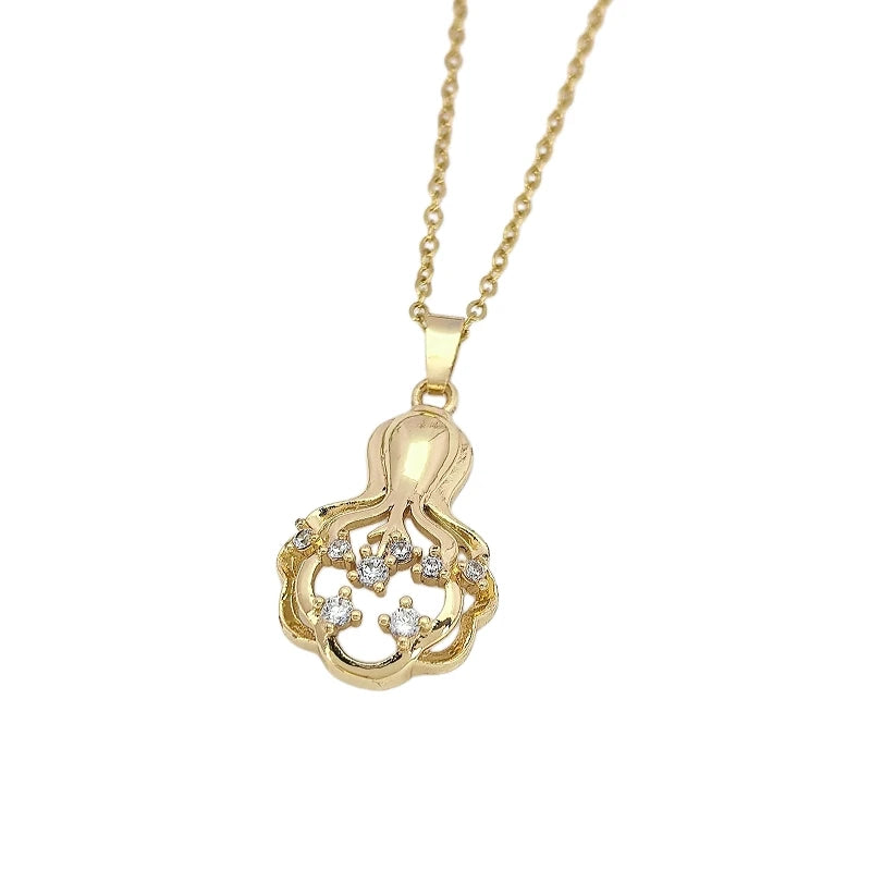 Gourd Pendant Necklace – Gold Stainless Steel Clavicle Chain Pendant Necklace Nixie