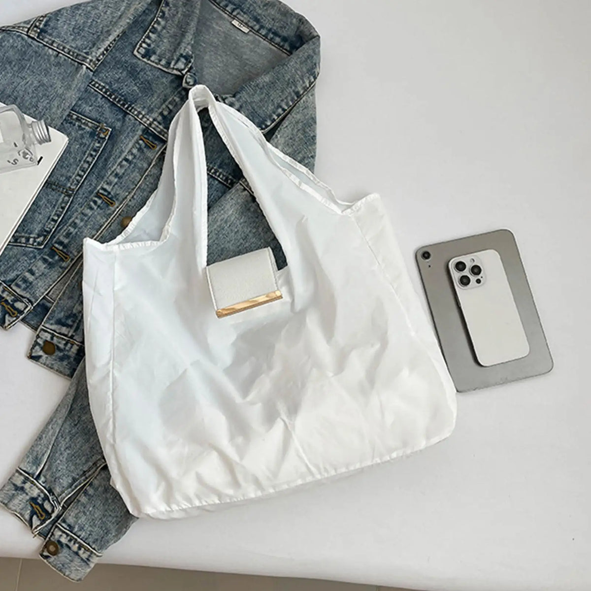 Foldable Keychain Tote Bag – Compact PU Leather Mini Purse